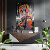 Woman and the Music Brushed Aluminum Dibond Wall Art.